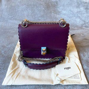 FENDI Italy KAN I Small Scalloped Purple/Blue Chain Shoulder Bag Handbag